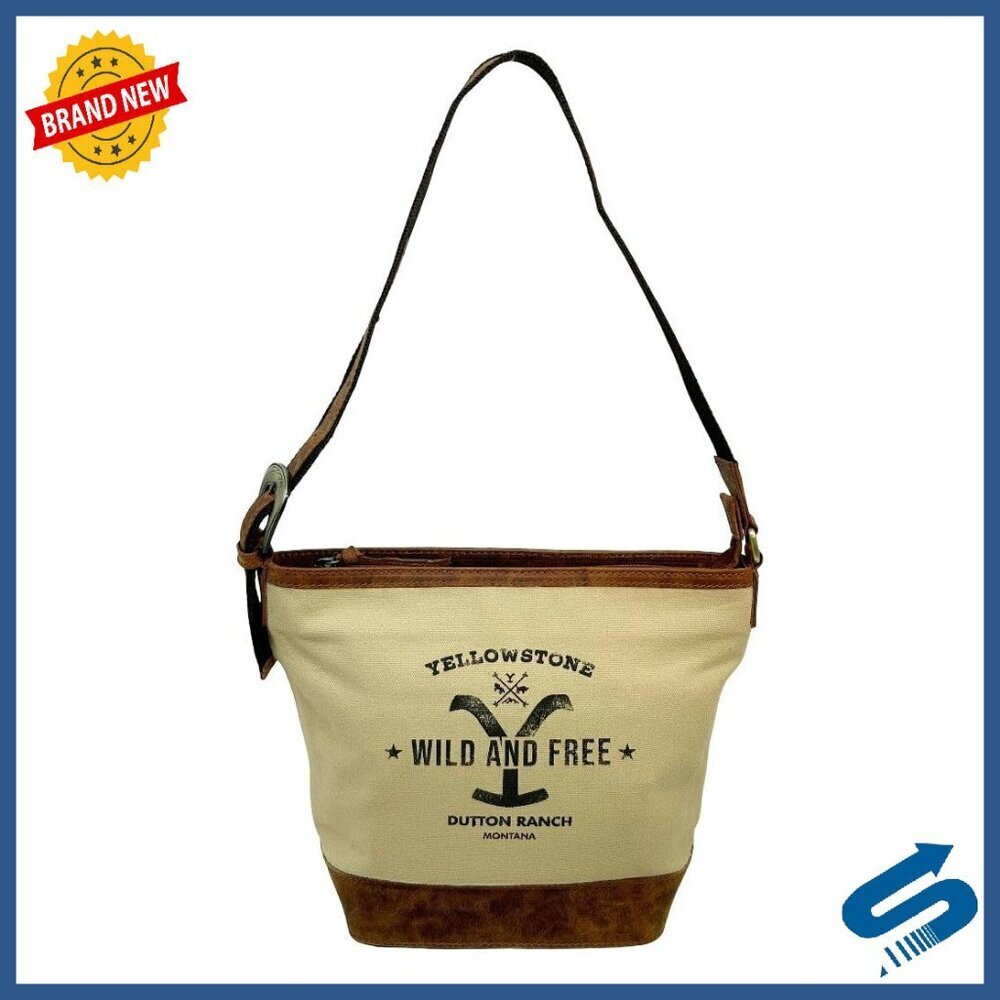 Western Shoulder Bag Upcycled Canvas Leather Base 11.5x9.5x4.5